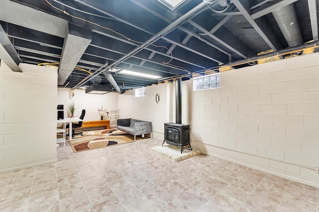 5542 W Jerelyn Pl, Milwaukee, WI 53219 - below grade area with a wood stove