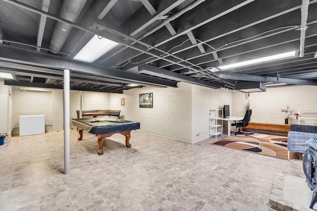 5542 W Jerelyn Pl, Milwaukee, WI 53219 - finished below grade area featuring billiards and fridge