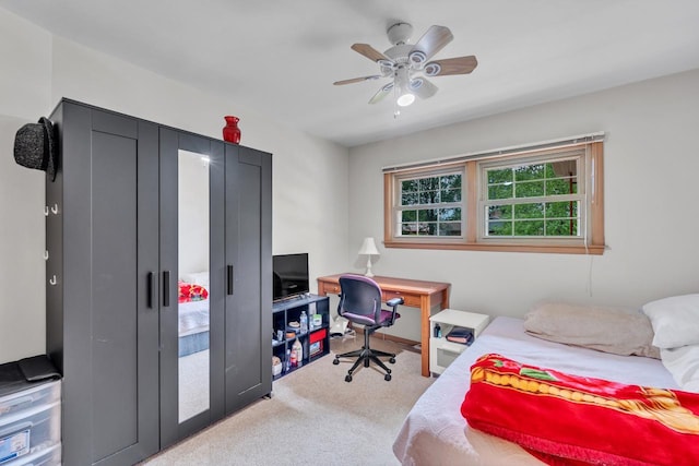 5542 W Jerelyn Pl, Milwaukee, WI 53219 - bedroom with light carpet and ceiling fan