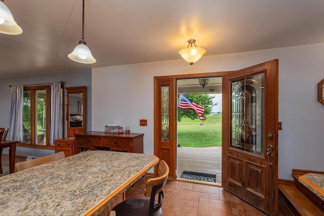 4114 Sheard Rd, Dover, WI 53139 - dining area with stone tile flooring and baseboards
