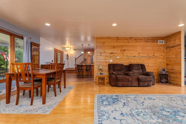 4114 Sheard Rd, Dover, WI 53139 - dining area with recessed lighting, wood finished floors, and stairs
