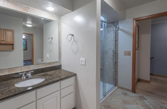 1718 N 13th St, Wausau, WI 54403 - bathroom featuring vanity and a stall shower