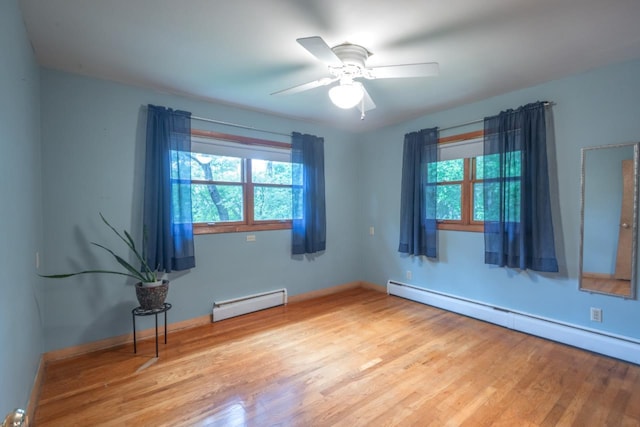 1718 N 13th St, Wausau, WI 54403 - empty room with a baseboard radiator, plenty of natural light, and wood finished floors