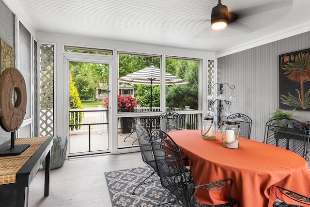 730 3rd St S, Wisconsin Rapids, WI 54494 - dining space with ceiling fan and wood finished floors