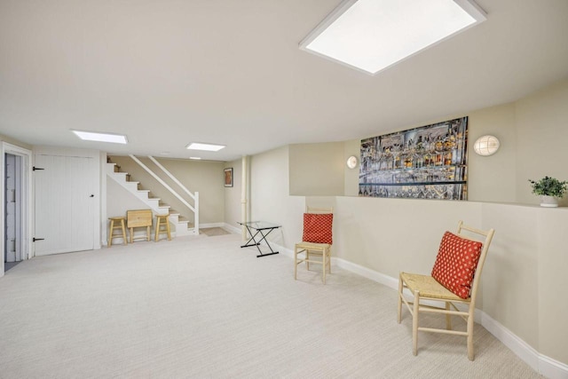 5961 N Lake Dr, Whitefish Bay, WI 53217 - living area featuring stairway and carpet flooring