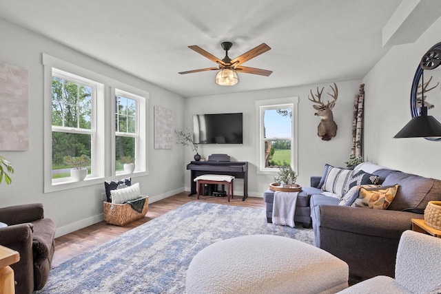 N6965 Thede Rd, Black Creek, WI 54106 - living room with a ceiling fan and wood finished floors