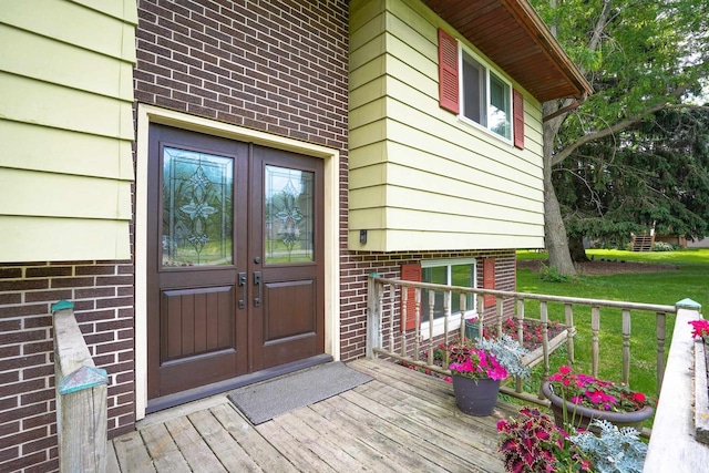 2743 Bluebird Ln, Cottage Grove, WI 53527 - entrance to property featuring french doors and a wooden deck