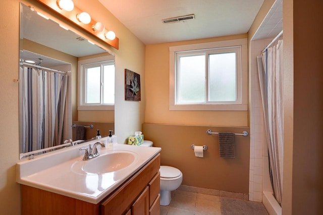 2743 Bluebird Ln, Cottage Grove, WI 53527 - bathroom featuring plenty of natural light, vanity, tile patterned floors, and a shower with shower curtain