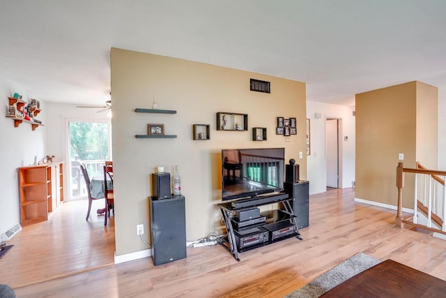 2743 Bluebird Ln, Cottage Grove, WI 53527 - living room with wood finished floors and ceiling fan