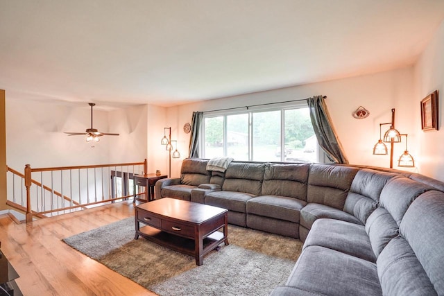 2743 Bluebird Ln, Cottage Grove, WI 53527 - living area featuring wood finished floors and ceiling fan