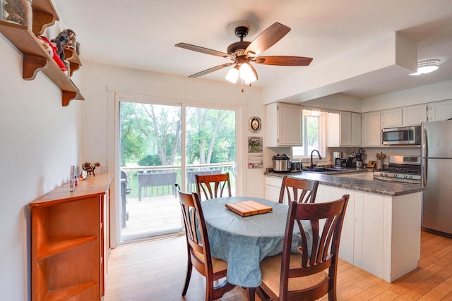 2743 Bluebird Ln, Cottage Grove, WI 53527 - dining area with light wood-type flooring and a ceiling fan