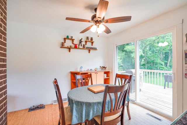 2743 Bluebird Ln, Cottage Grove, WI 53527 - dining area featuring light wood-type flooring and a ceiling fan