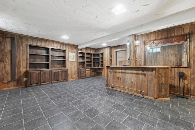 4765 N Woodburn St, Whitefish Bay, WI 53211 - bar area with wooden walls and dark tile patterned floors