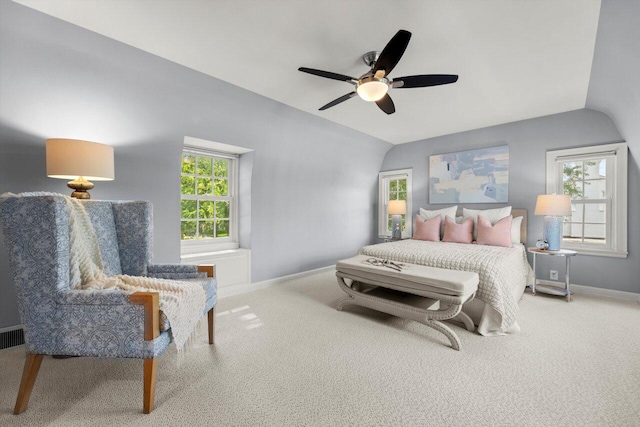 6123 N Berkeley Blvd, Whitefish Bay, WI 53217 - bedroom with carpet floors, lofted ceiling, and a ceiling fan