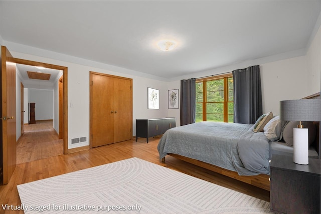 452 Woodland Dr, Wisconsin Rapids, WI 54494 - bedroom with light wood finished floors and a closet