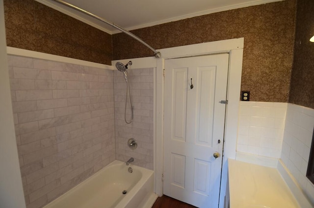 727 W Center St, Whitewater, WI 53190 - full bath featuring crown molding and bathing tub / shower combination