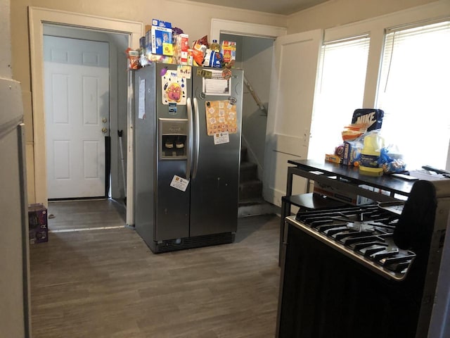 3716 N Dr William Finlayson St, Milwaukee, WI 53212 - kitchen with stainless steel fridge with ice dispenser, wood finished floors, and stove