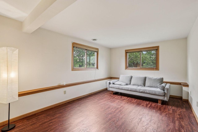 10268 W Parkedge Cir, Franklin, WI 53132 - living area with wood finished floors and beamed ceiling