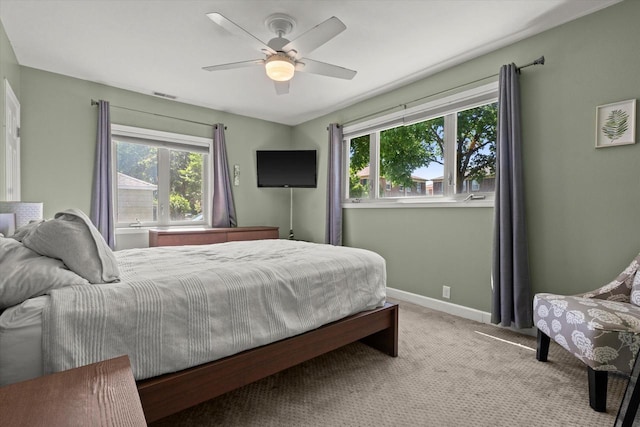 150 E Fairmount Ave, Whitefish Bay, WI 53217 - carpeted bedroom with multiple windows and ceiling fan