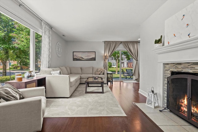 150 E Fairmount Ave, Whitefish Bay, WI 53217 - living room with a fireplace with flush hearth and wood finished floors