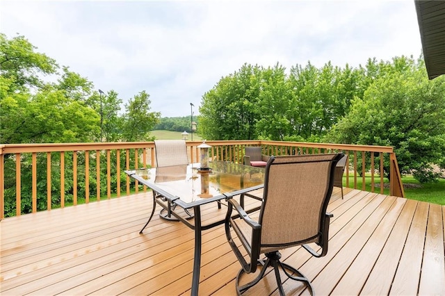 10525 Voight Rd, Fall Creek, WI 54742 - wooden terrace with outdoor dining space
