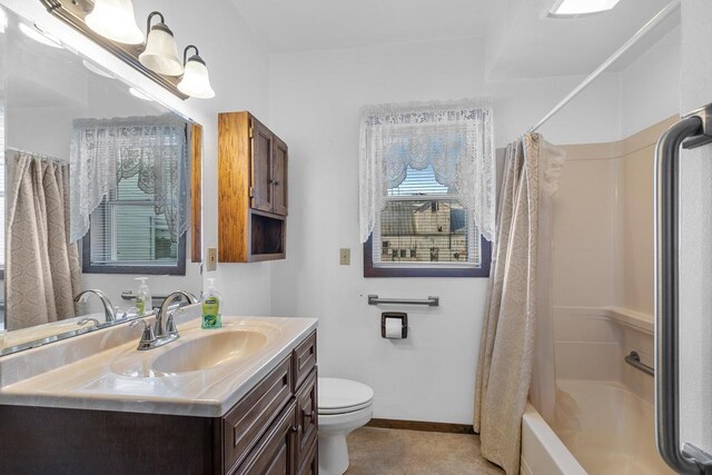 8478 N Brown County Line Rd, Pulaski, WI 54162 - bathroom with vanity and shower / bathtub combination with curtain