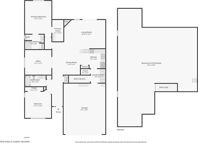 1910 Cedar St, Grafton, WI 53024 - view of property floor plan