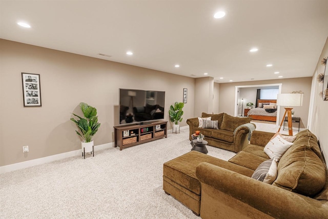 3717 White Pine Dr, Janesville, WI 53545 - living room featuring recessed lighting and light colored carpet