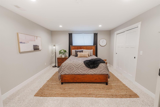 3717 White Pine Dr, Janesville, WI 53545 - bedroom with light carpet, recessed lighting, and a closet