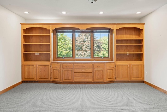 13835 Stonefield Ct, Elm Grove, WI 53122 - unfurnished living room featuring light carpet and recessed lighting