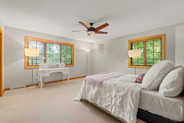 13835 Stonefield Ct, Elm Grove, WI 53122 - bedroom with light carpet and ceiling fan