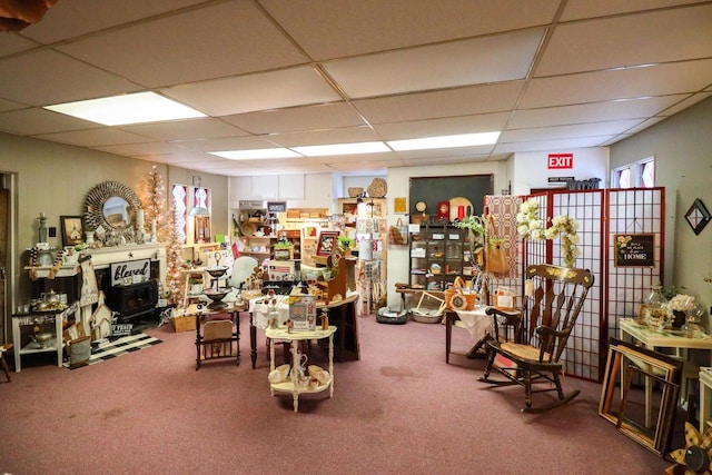 134S Main St, Stoddard, WI 54658 - miscellaneous room featuring a paneled ceiling, carpet flooring, and healthy amount of natural light