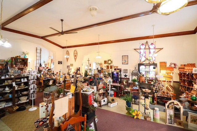 134S Main St, Stoddard, WI 54658 - misc room featuring ceiling fan, a chandelier, and ornamental molding