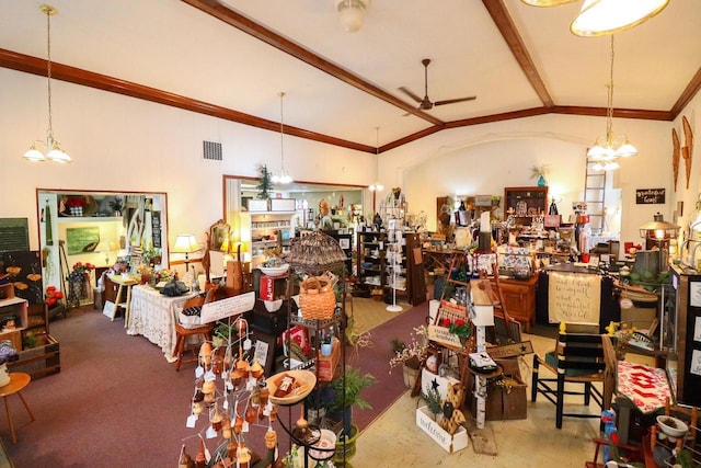 134S Main St, Stoddard, WI 54658 - miscellaneous room featuring a ceiling fan and a chandelier