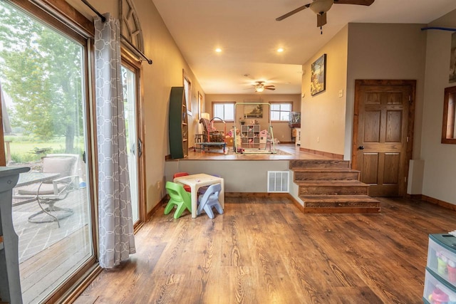 N3315 Brook Dr, Medford, WI 54451 - kitchen with a ceiling fan, recessed lighting, and wood finished floors