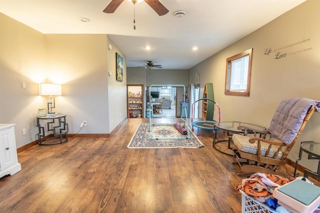 N3315 Brook Dr, Medford, WI 54451 - living area with a ceiling fan, plenty of natural light, wood finished floors, and recessed lighting