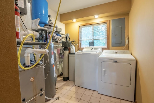 N3315 Brook Dr, Medford, WI 54451 - washroom with independent washer and dryer, electric panel, and light tile patterned floors