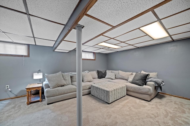 165 N 72nd St, Milwaukee, WI 53213 - living room with carpet flooring and a paneled ceiling
