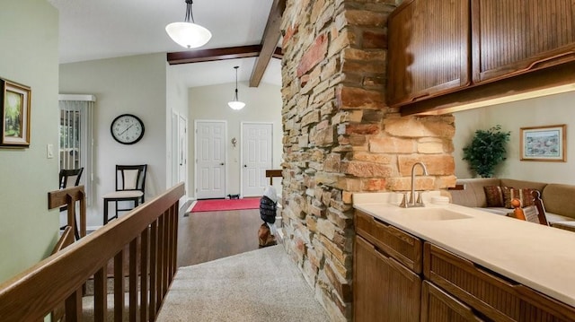 514 Fairfield Ct, Chippewa Falls, WI 54729 - corridor with a sink and wood finished floors