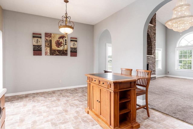 850 E Mckearn Ln, Beloit, WI 53511 - dining area with arched walkways and a fireplace
