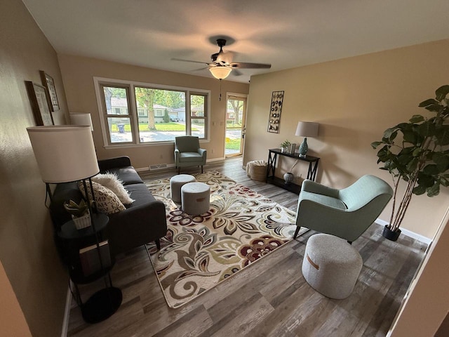7140 N 48th St, Milwaukee, WI 53223 - living room with wood finished floors and ceiling fan