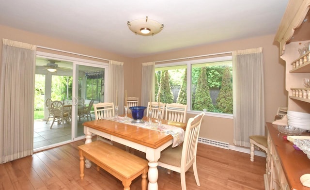 4729 James Ave, Wind Point, WI 53402 - dining room featuring healthy amount of natural light, light wood-style floors, and ceiling fan