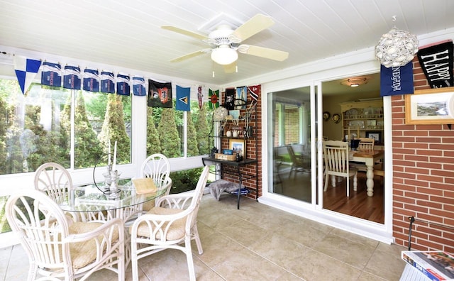 4729 James Ave, Wind Point, WI 53402 - sunroom / solarium featuring outdoor dining area and ceiling fan