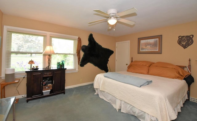 4729 James Ave, Wind Point, WI 53402 - bedroom with dark carpet and a ceiling fan
