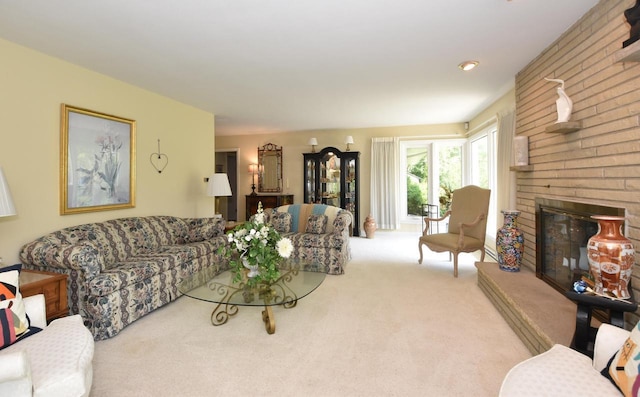 4729 James Ave, Wind Point, WI 53402 - living room featuring carpet and a brick fireplace