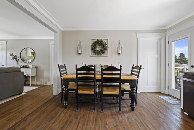 N2444 Howard Dr, Burlington, WI 53105 - dining space featuring wood finished floors and crown molding