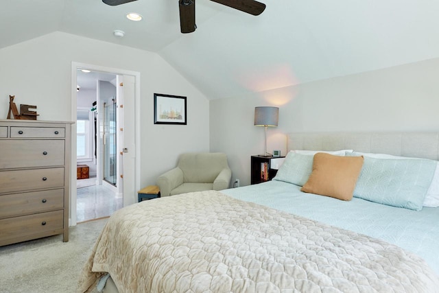 3057 N 90th St, Milwaukee, WI 53222 - carpeted bedroom with lofted ceiling, ceiling fan, and ensuite bath