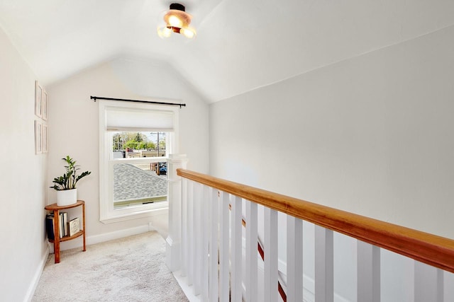 3057 N 90th St, Milwaukee, WI 53222 - corridor with light colored carpet, vaulted ceiling, and an upstairs landing