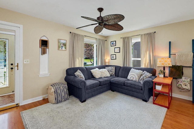 3057 N 90th St, Milwaukee, WI 53222 - living room featuring ceiling fan and wood finished floors