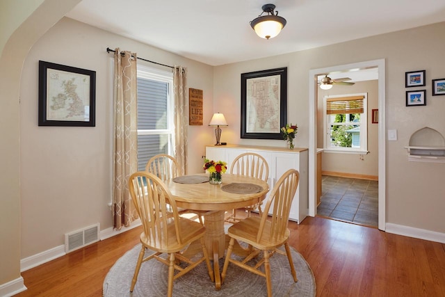 3057 N 90th St, Milwaukee, WI 53222 - dining space with wood finished floors and ceiling fan